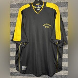 Vintage 90’s Polo Sport Ralph Lauren Black and Yellow NYC Shooting Shirt XL EUC